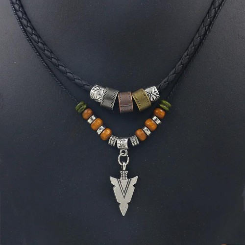 Layered leather beaded - layered,